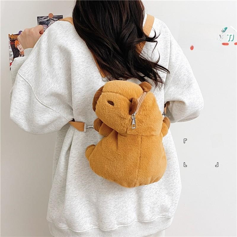 Capybara Plush Water Animal Backpack With Zipper Closure For Casual Daily Use