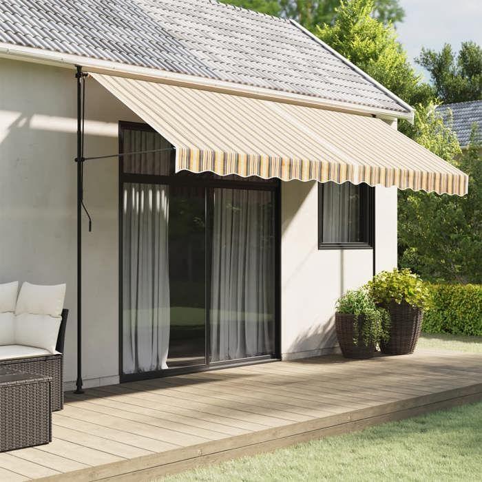 VidaXL Tissu de Remplacement pour Auvent, Voile d’Ombrage Imperméable, Toile de Store Jardin Patio Terrasse, Rayures 367737