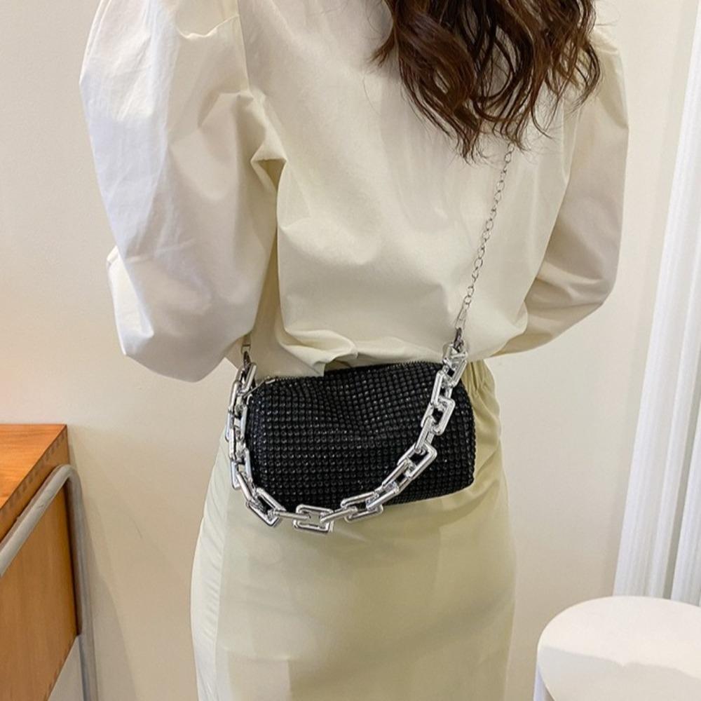Large Capacity Small Square Bag Chain Women Shoulder Bag Classic Rhinestone Handbag  Girl