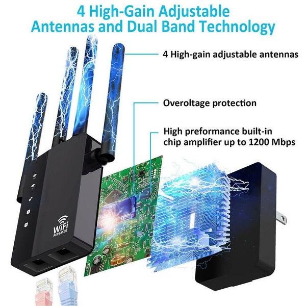 Upgrade 1200M 2.4G/5G Dual-band Wireless Wifi Signal Amplification Router Extender WiFi Repeater Router
