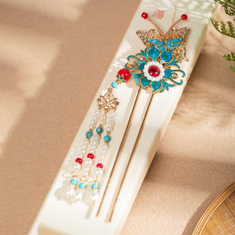 Pearl Ancient Hair Stick Chinese Style New Year Headdress Retro Tang Dynasty Hairpin  Jewelry