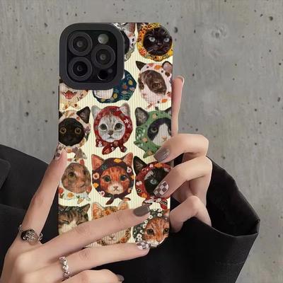 Moderne Viele Lustige Katzen Silikonhülle Für iPhone 13 14 15 Pro Max 16 Plus 11 12 Mini 17 Air Weiches Leder Stoßfest Vollabdeckung