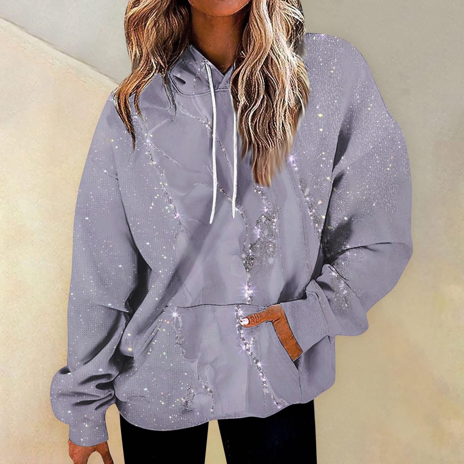 

Women s Fashion Daily Versatile Casual Crewneck Sweatshirts Graphic Daily Long Sleeve Gradient Patchwork Printed Top Sweatshirts XXXXL фиолетовый