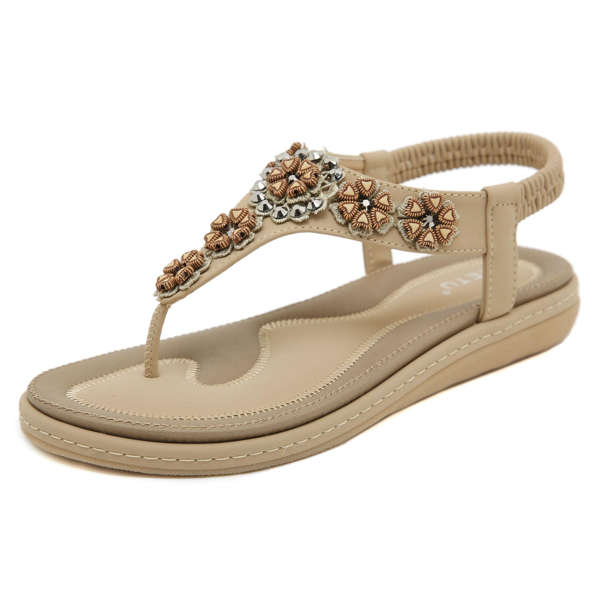 

Spring and summer new lightweight and comfortable flat sandals women s elastic band casual sandals women s 41 абрикосовий