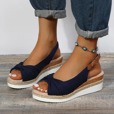 2022 Fashion Buckle Peep Toe Women Sandals Wedges Comfort Lightweight High Heels Wear-resistant Women Office Wedding Sandals