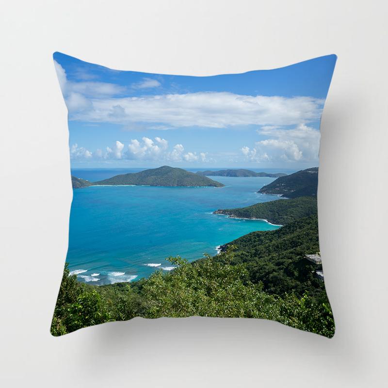 Blue Sky Beach Scenery Print Throw Pillow Cover Sofa Decor Car Office Seat Cushion Cover Room Home Decor Pillow Cover