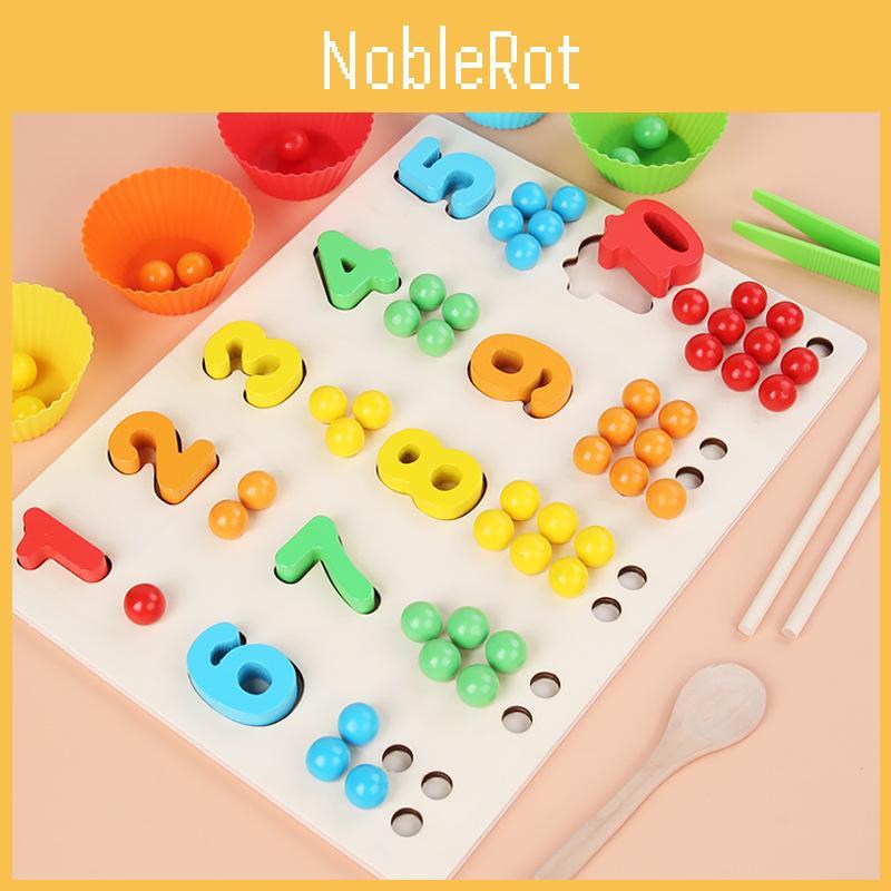 Wooden Color Number Bead Sorting Board Educational Toy For Toddlers Learning