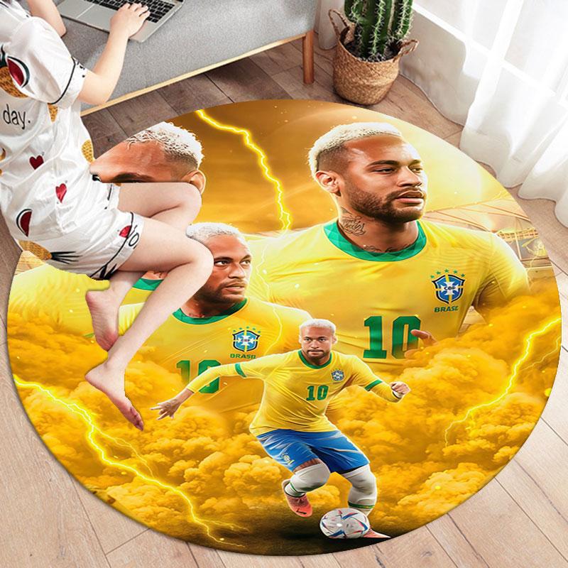 Neymar Round Area Rug,Carpet Rug for Living Room Bedroom Sofa Playroom Decor,Non-slip Floor Mat