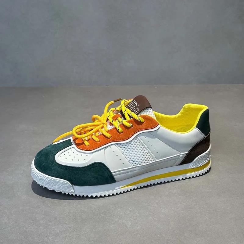 Fashion Leather Running Shoes Men Casual Shoes Outdoor Breathable Man Walking Lightweight Comfortable White Sneakers Tennis Sport Shoes