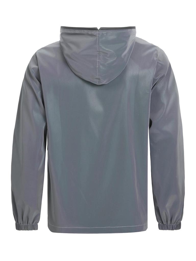 Men's Iridescent Reflective Hooded Windproof Jacket - Trendy Loose Fit, European & American Sizes