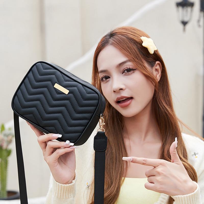 LIS Classic Wave Embroidered Small Square Bag Women's Bag Simple and Fashionable Versatile Messenger Mobile Phone Bag