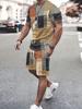 Moda Casual da Uomo Larghi Comodi Maniche Corte Tendenza Esterna Pantaloncini Sportivi Novità a Strisce Stampa 3D