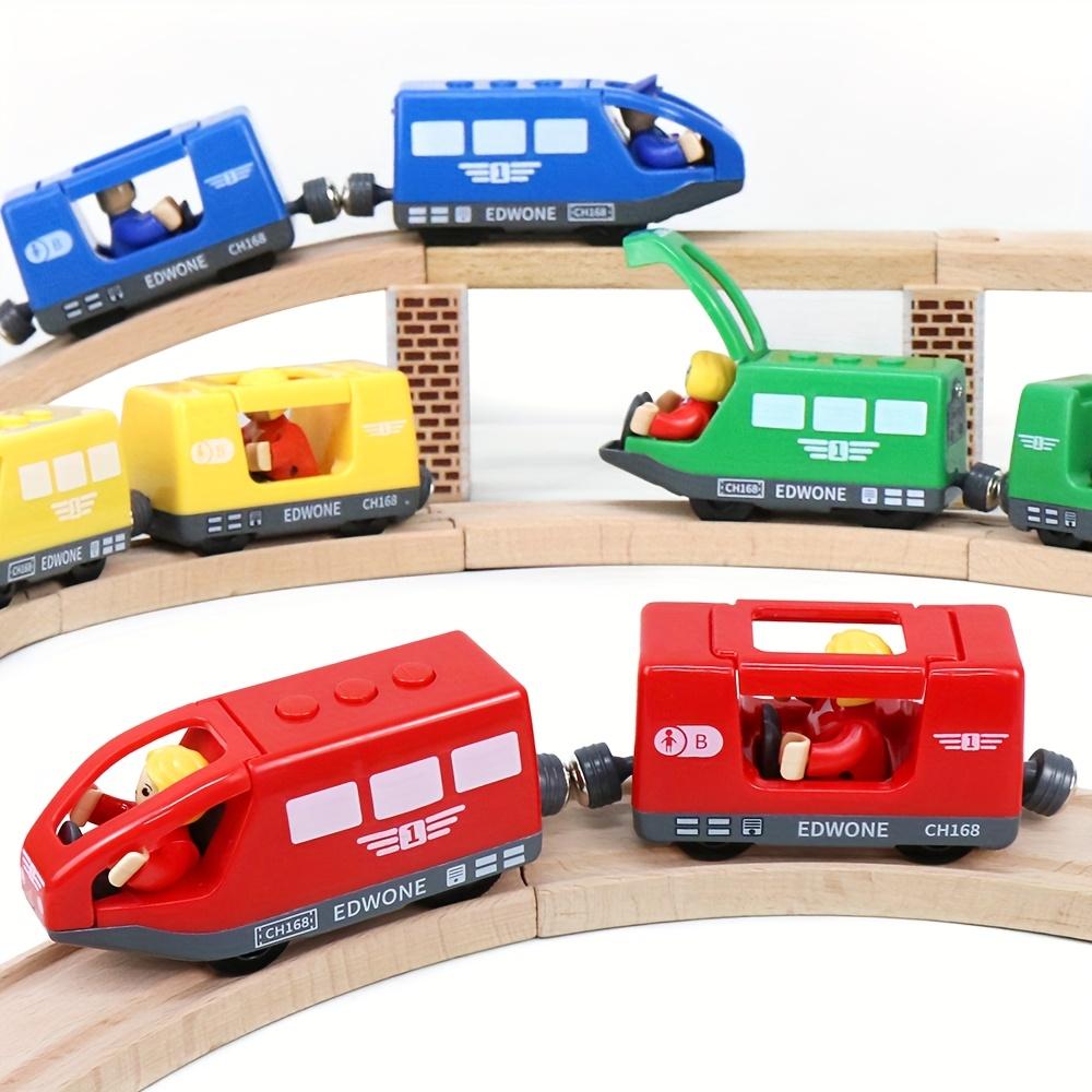 Wooden Train with Driver and Passenger, Compatible with Major Brand Tracks, Available In Multiple Colors