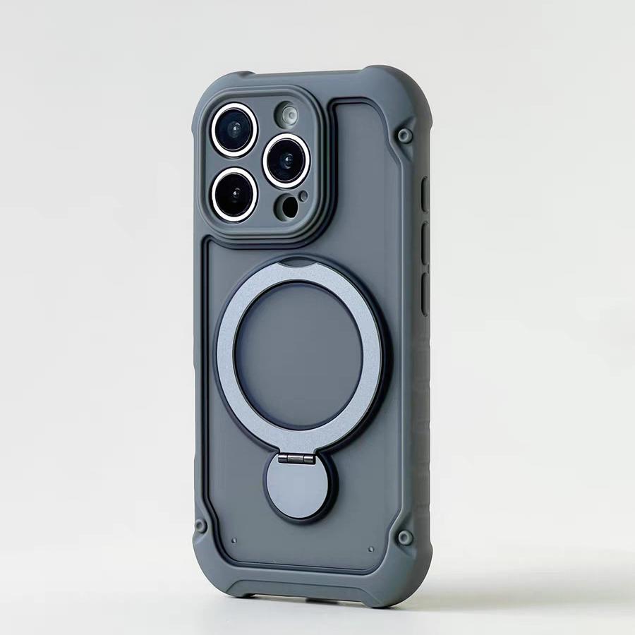 for Magsafe 360° Rotation Metal Stand Phone Case for iPhone 17 12 13 16 Pro Max 17 Pro 14 15 Plus Airbag Shockproof  Matte Cover