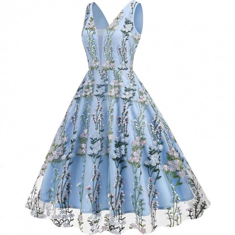 European and American Tulle Floral Dress 2026 Summer New Wedding Guests Formal Party Dress