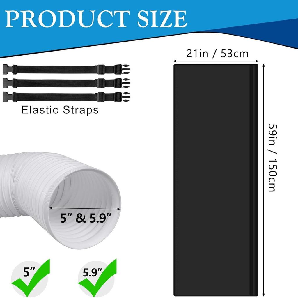 Portable AC Exhaust Hose Insulation Cover, Fits 5 Inch & 5.9 Inch Air Conditioner Vent Pipe