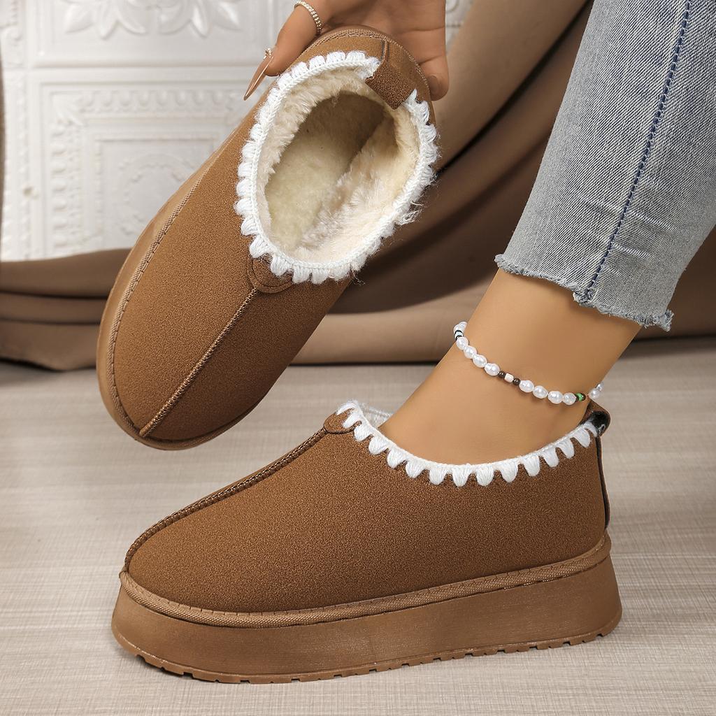 Fashion Low-top Snow Boots Women's 2025 New Winter Velvet and Thickened Cotton Drag Outward Wear Non-slip Northeast Cotton Shoes