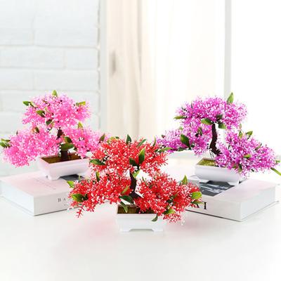 Artificial Plant Eye-catching Anti-fade Plastic Desktop Fake Potted Plants Ornaments for Home