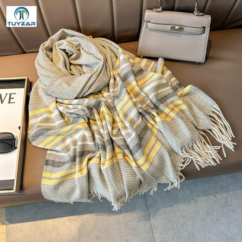 

2024 Осень и зима Новый удлиненный кашемировый шарф универсальный женский теплый шарф для защиты шеи двухсторонний шарф шаль 200*70cm