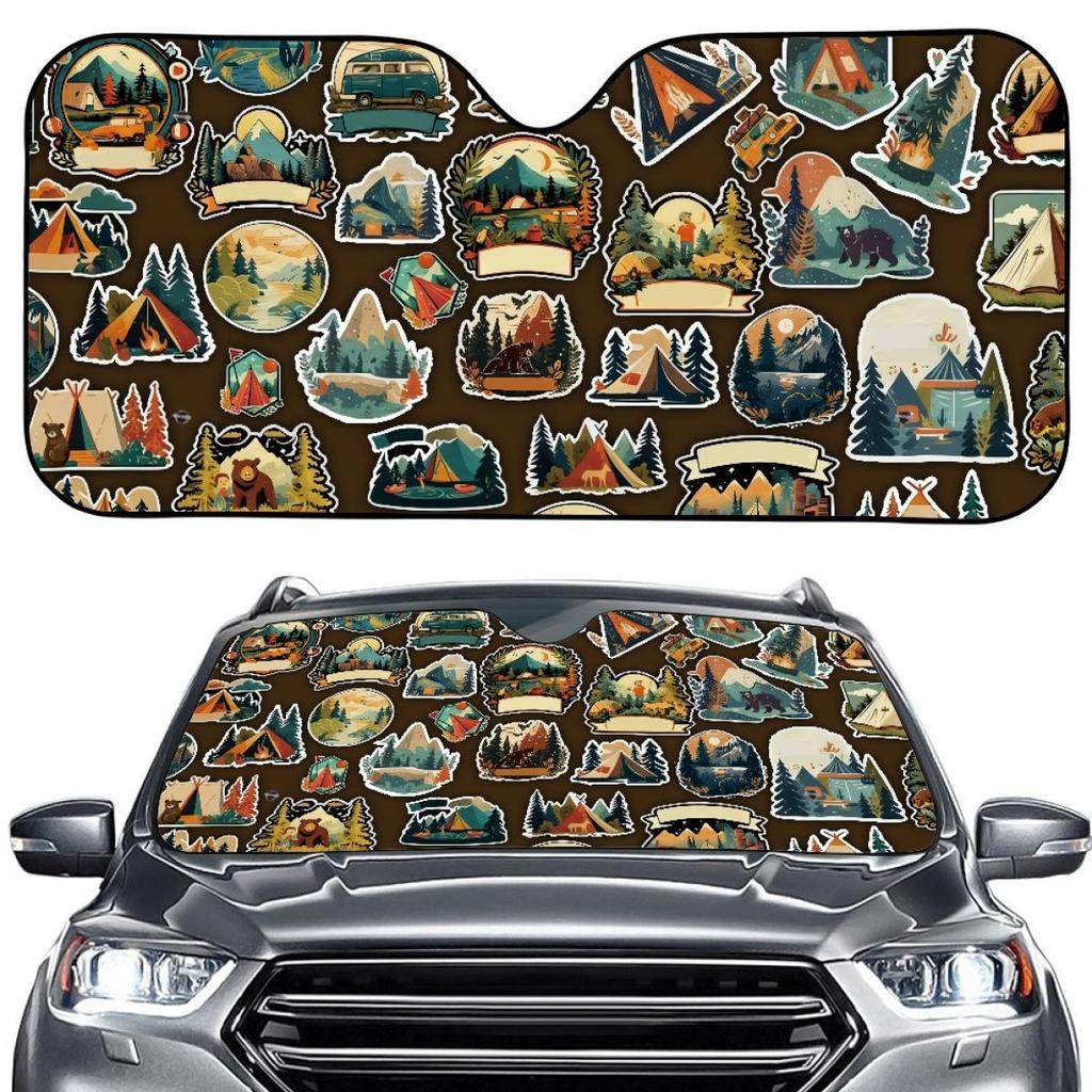 Custom Printed Car Sunshade for Sedans - Thin Front Windshield Cover