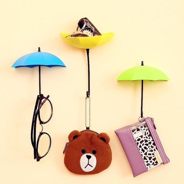 Random 3 Pcs Colorful Umbrella Wall Hook Key Hair Pin Holder Organizer Decorative Organizer