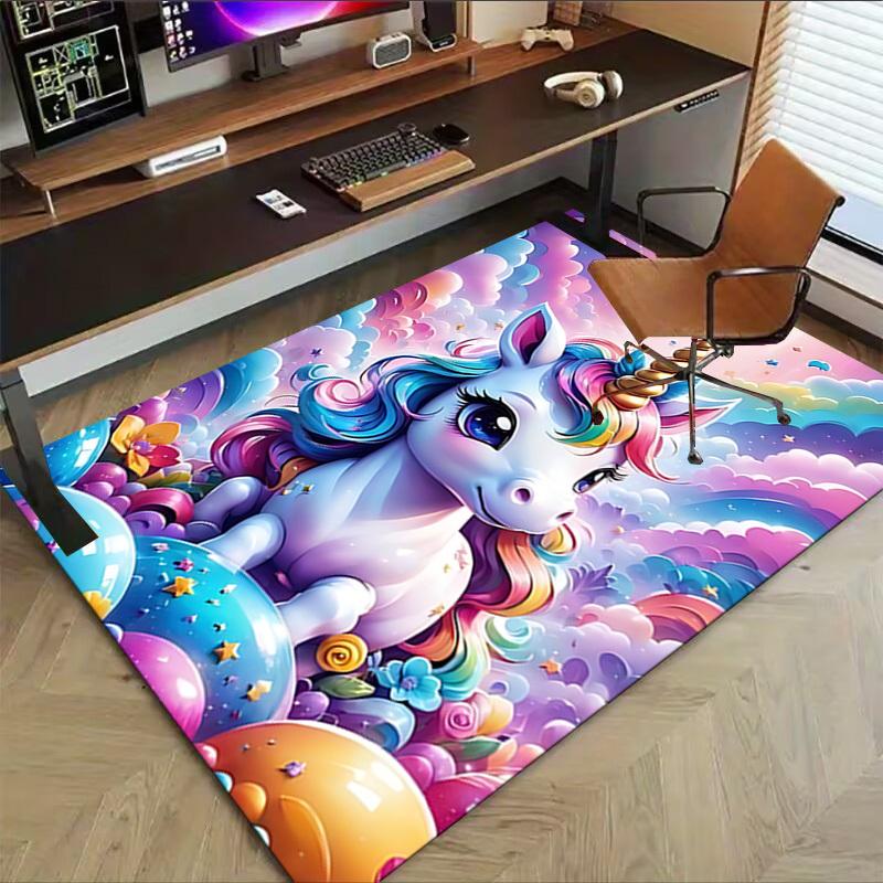 1pc unicorn rainbow Carpet Anti Slip Polyester Floor Mat for office,Bedroom