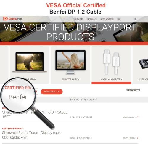 Displayport Cable, BENFEI [VESA Certified] 2pcs 3m DisplayPort To DisplayPort Cable 8K@60Hz, 4K240Hz, 2K DP-DP Male To Male Cable, Gold Plated Cord, S