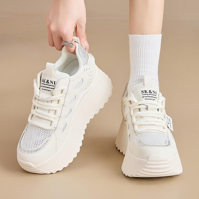 Comfy Breathable Hidden Heel Block Flats Skate Board Platform Wedge Sneakers Vulcanized Chunky Shoes