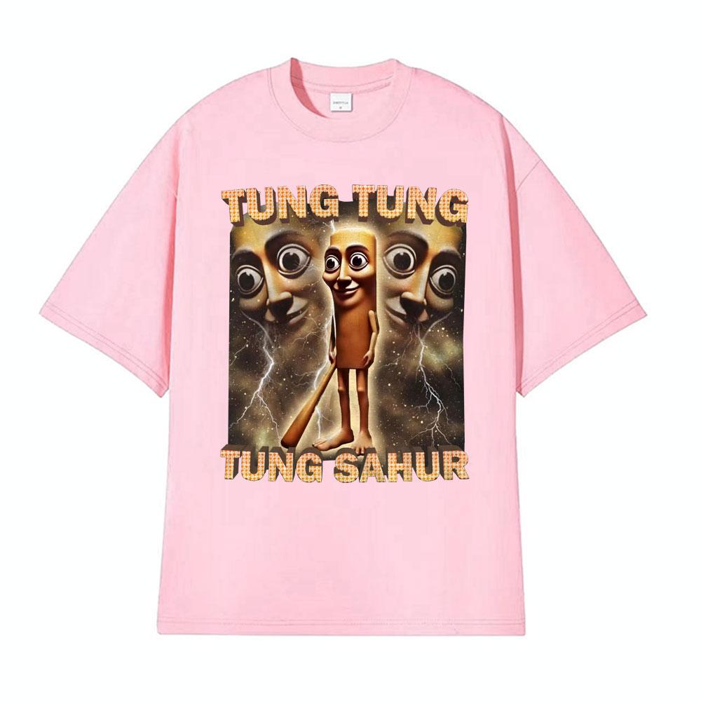 Tung Tung Tung Sahur Funny Baseball Bat Meme Tshirts for Men Vintage 90s Humor T Shirts Unisex High Quality Tshirt Streetwear