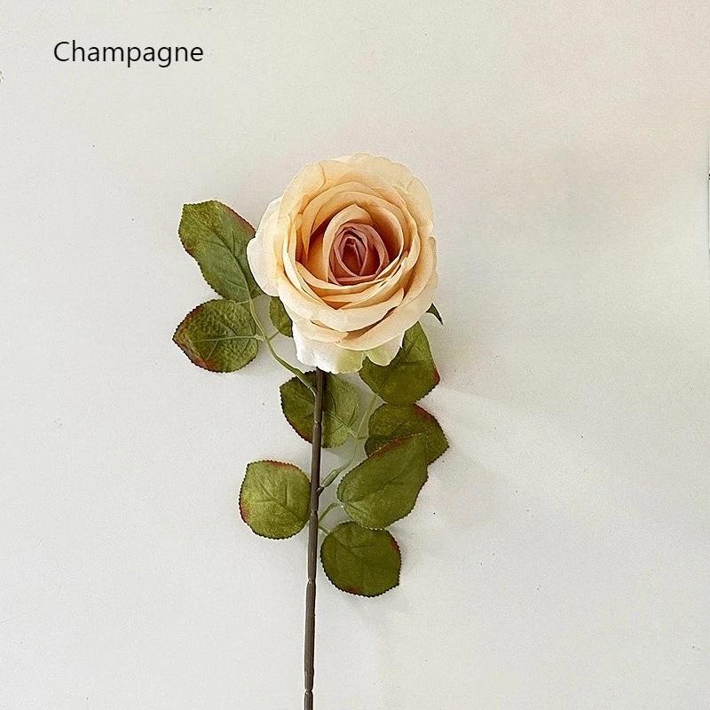 

Artificial Burnt Edge Rose Flowers Simulation Silk Flower Bouquet Wedding Party Fake Flower Office Garden Decor Silk Pink Roses шампанського
