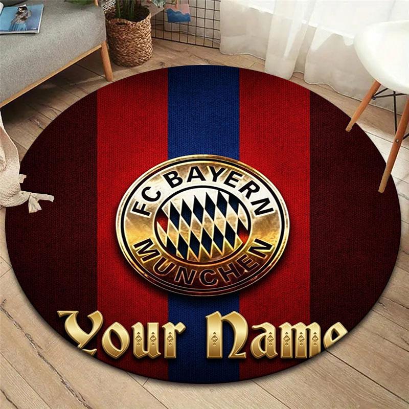 FC Bayern Munchen Custom Name Round Area Rug,Carpet Rug for Living Room Bedroom Sofa Playroom Decor,Non-slip Floor Mat
