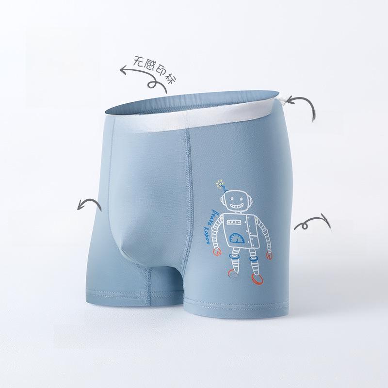 Children's Breathable Cotton Boxer Briefs - Cartoon Design for Boys, Available In Sizes Small To Large.