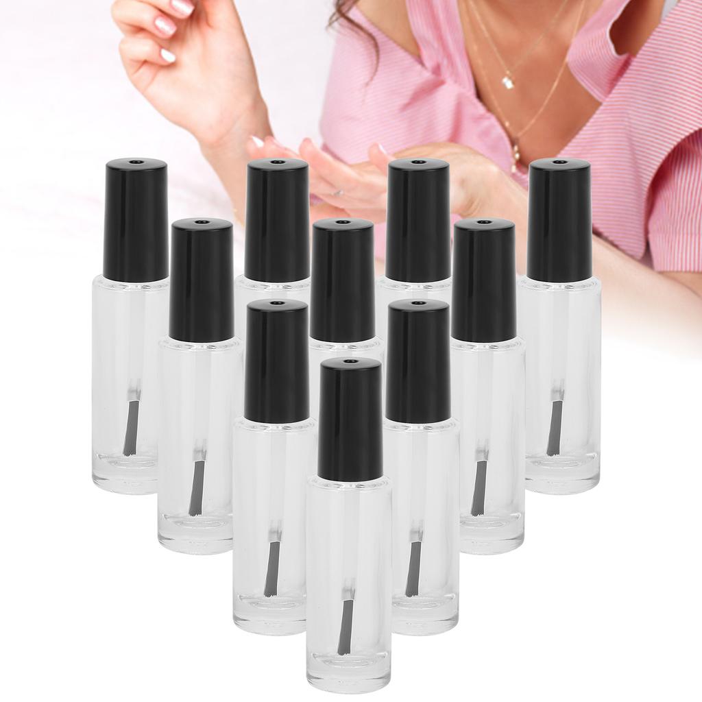 10pcs 8ml Empty Nail Polish Glass Bottles Accessory with Brush Cap Mixing Balls Funnel