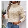 VEZFAA Women's Fashion Casual Fall Winter Solid Color Print Long Sleeve High Neck Sweaters