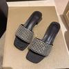 Fashion Woman Slippers Square Toe With Heel Slides Chic and Elegant Shoes for Women Top Designs H Sandal Wholesale Sandals On Promotion