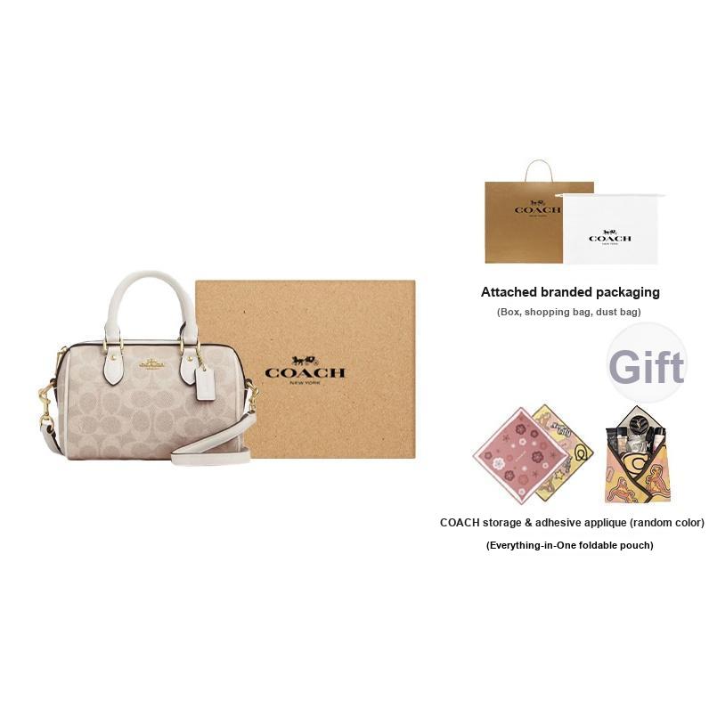 Coach Rowan 18 Klassischer Print Reißverschluss Synthetikleder Schulter Crossbody Handtasche Kleine Damenhandtaschen Vanille-Weiß CW329-IMXDM