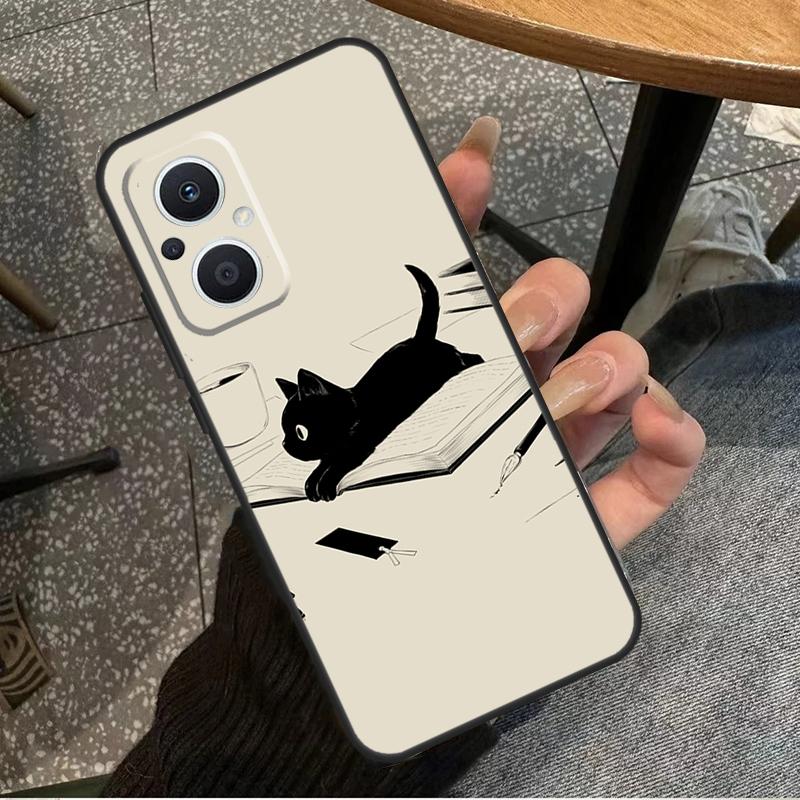 Black Cats Ink Cute Pet Witch Art For OPPO Reno 7 8 Lite 8T 14F 13F 11F 12F 10 11 12 13 14 Pro OPPO Find X9 X8 X5 X6 Pro Case