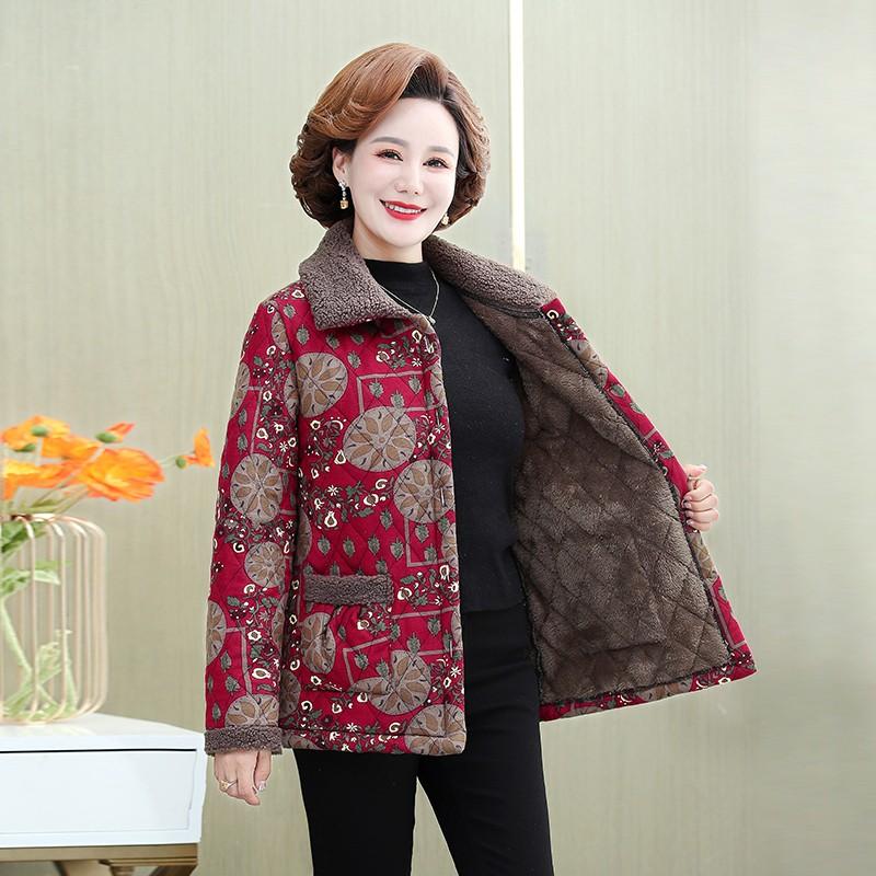 Madre Inverno Vestiti di Cotone Peluche Spesso Caldo Cappotto Imbottito Madre di Mezza Età Casual Parka Giacca Nonna Anziana