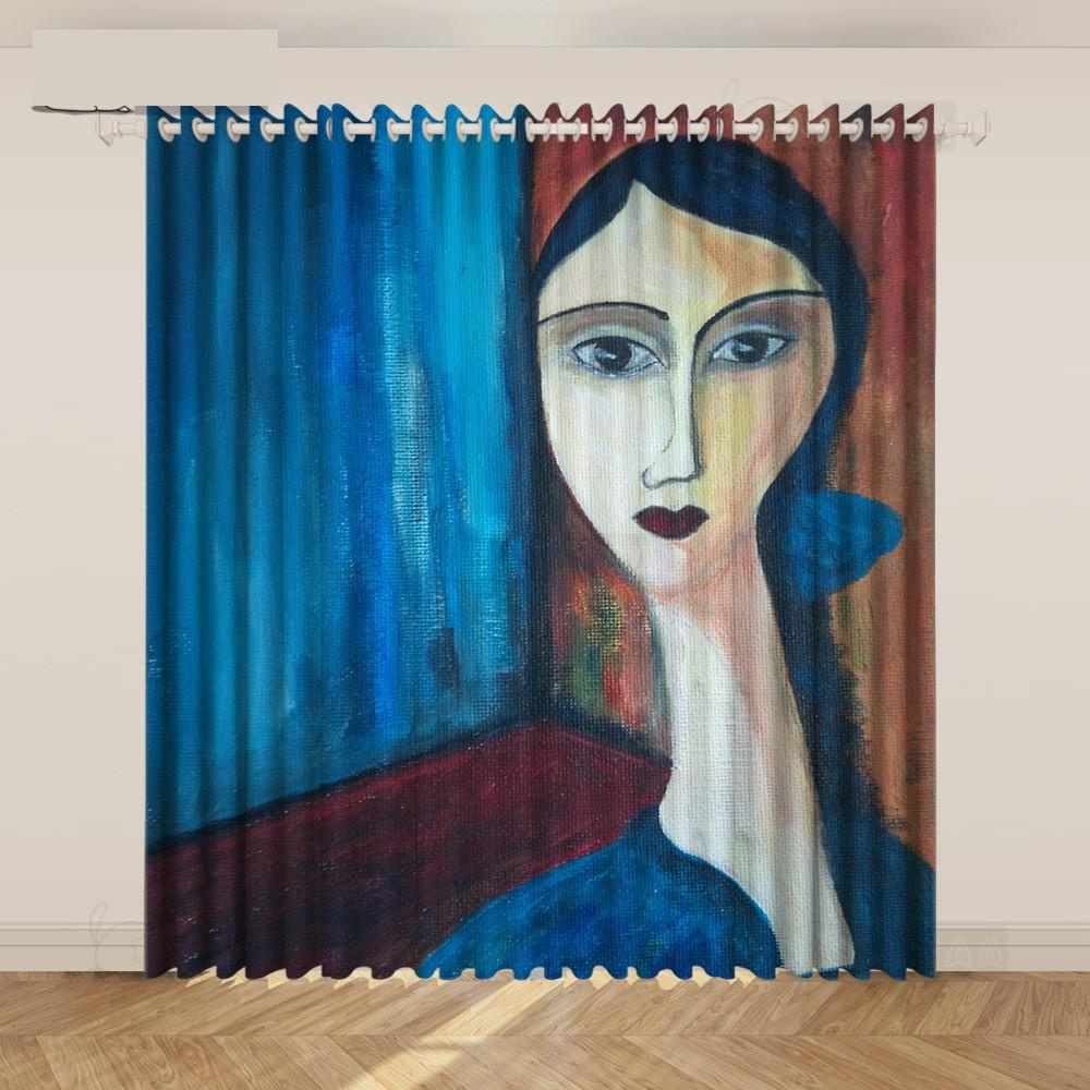 2KS Modigliani Portrét Mistrovské Malby Závěs Umělec V Pracovním Studiu Moderní Nika Severský Závěs do Obývacího Pokoje cortinas