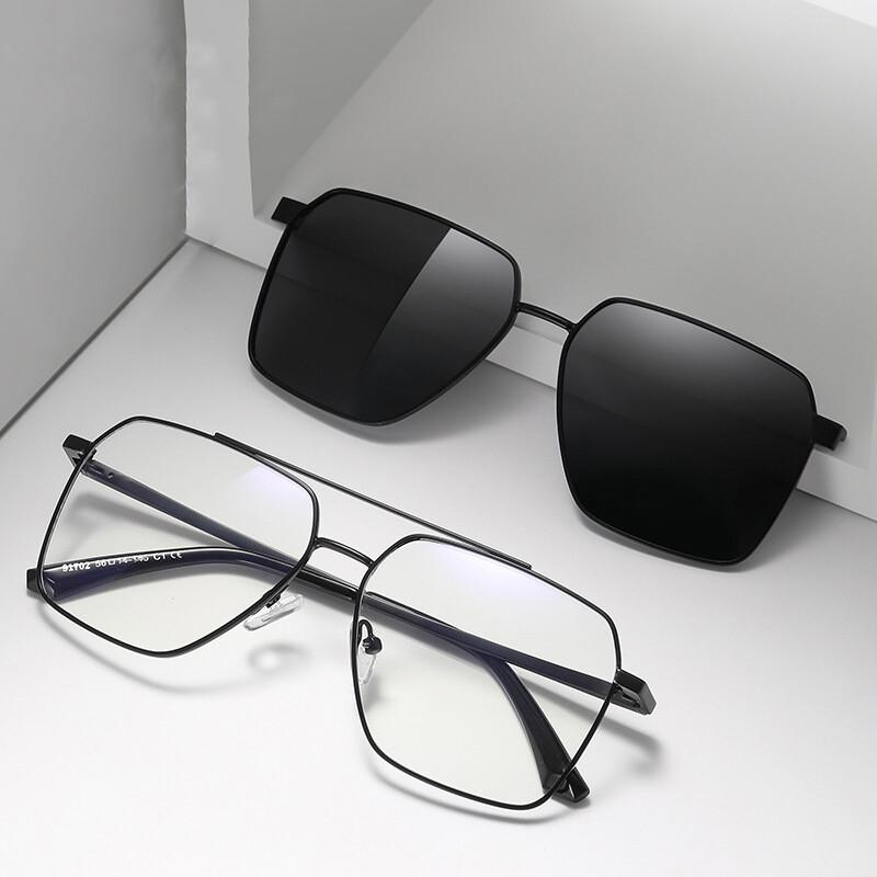 Magnetic Myopia Luxury Sunglasses Fashion Square Male Sun Glasses 2 In 1 Clip On Blue Light Blocking