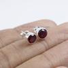 Natural Garnet Stud Earrings, 925 Sterling Silver, Dainty Gemstone Earring