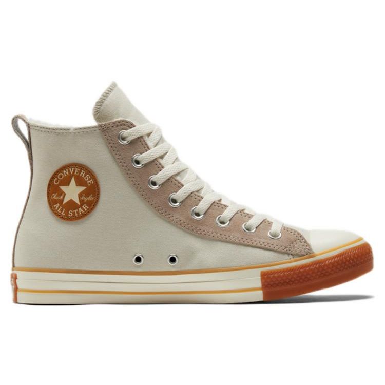 Converse Chuck Taylor All Star Fleece Comfortable Versatile Durable High-Top Canvas Shoes Unisex Sneakers Orange Brown A04407C