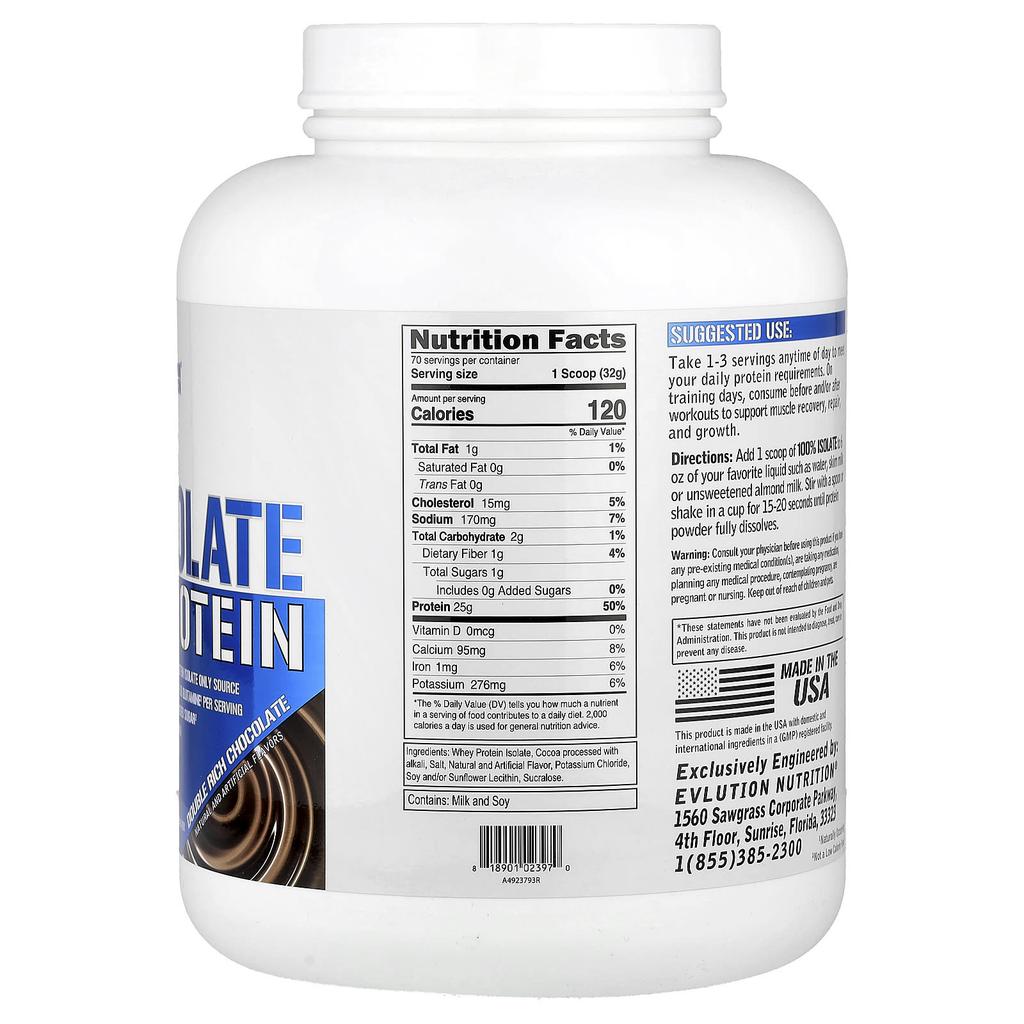 100% Protein Isolate, Double Rich Chocolate Flavor, 2.268Kg(5Lb)
