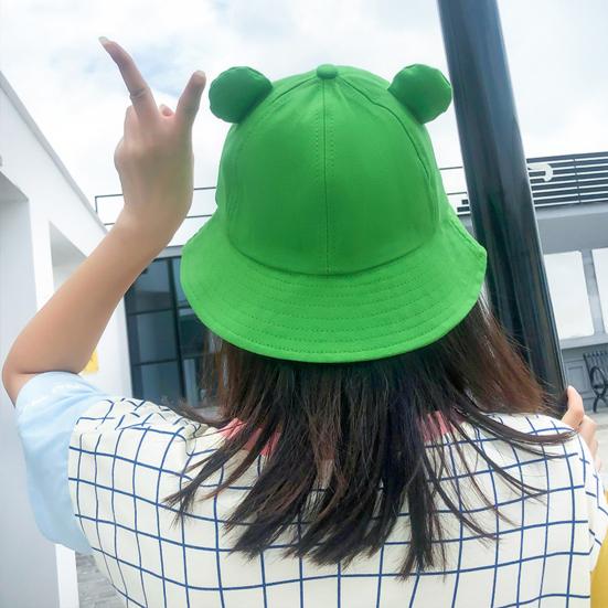 Cute Frog Design Sun Protection Fisherman Hat Children Adults Outdoor Bucket Cap