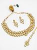 Gold-Plated White Stone-Studded & Beaded Handcrafted Jewellery Set
