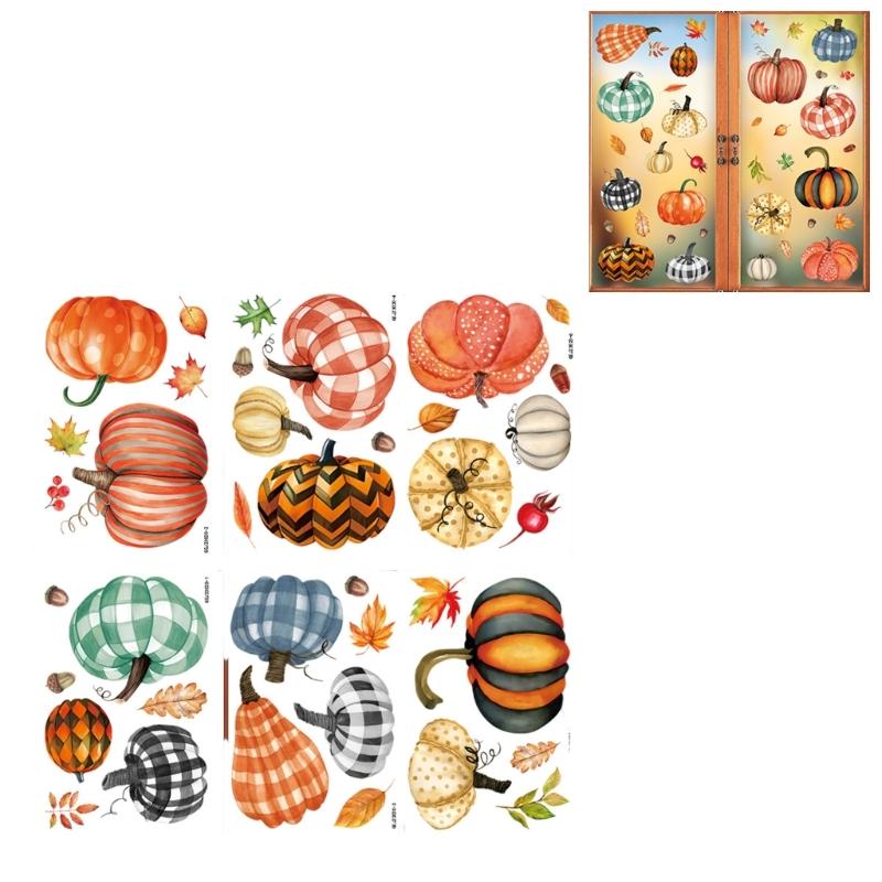 6PCS Fall Window Cling Plastic For Living Room Bedroom Seasonal Decoration