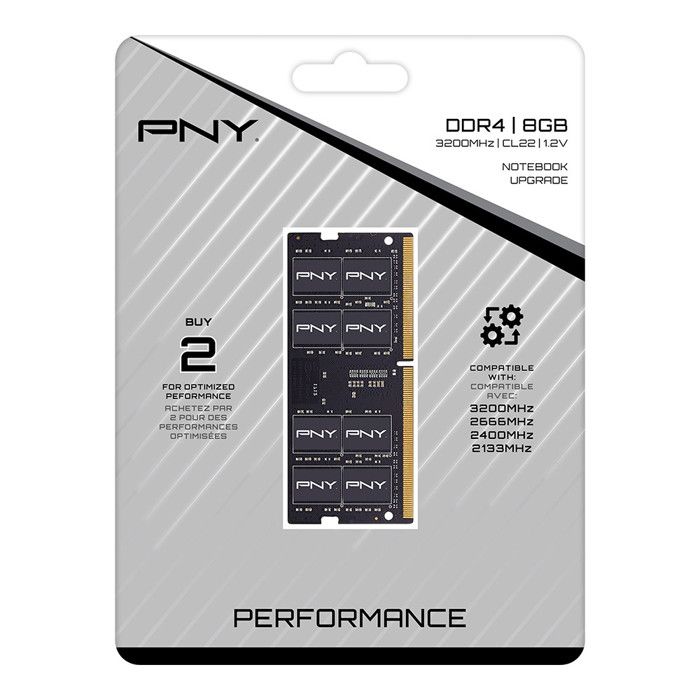 Mémoire RAM DDR4 - PNY - 8 Go - 3200MHz - SODIMM - CL22 - Non-ECC