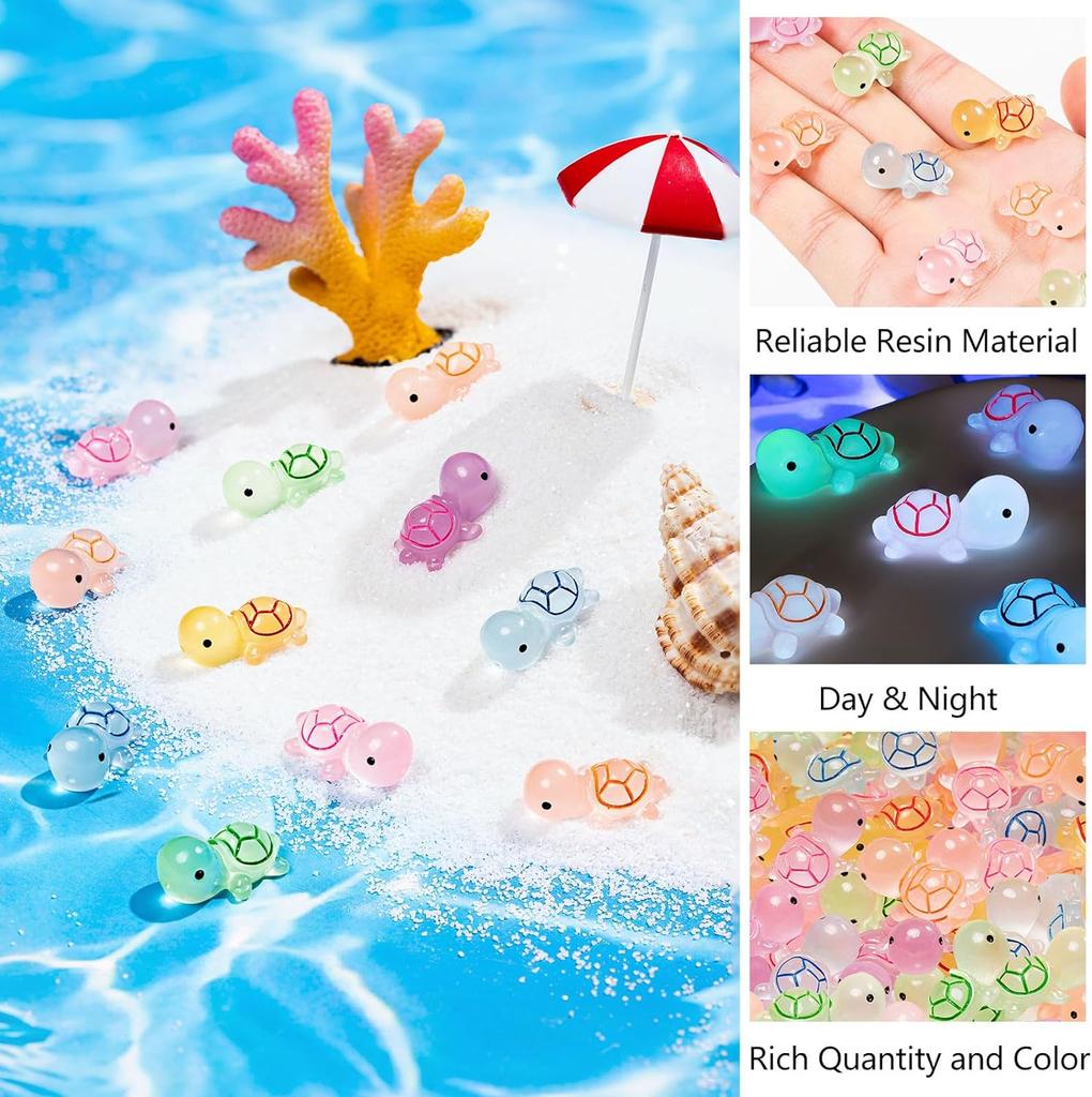 100/50Pcs Cute Mini Luminous Turtle Ornaments Glowing In The Dark Miniatures Turtle Micro Landscape Kids Toys Home Decor Gift