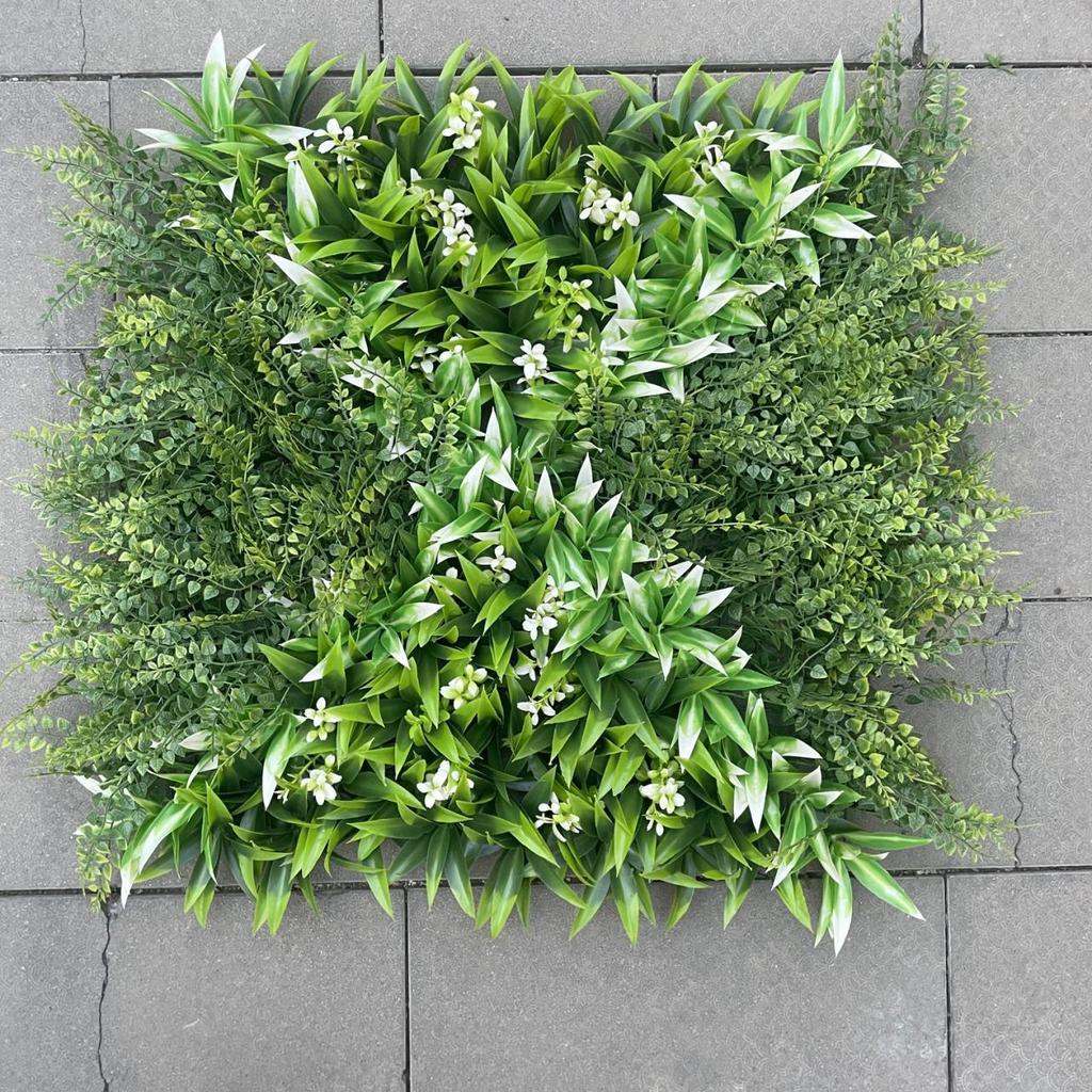 50×50cm Artificial Green Plant Wall - Plastic Vertical Garden, Fake Flower Wall, Synthetic Turf Background