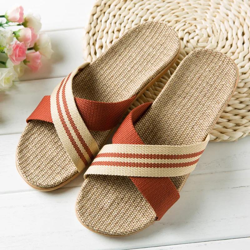 Summer Linen Women'S Slippers Flat Sandals Home Color EVA Lightweight Shoes For Women Casual Slippers 2025